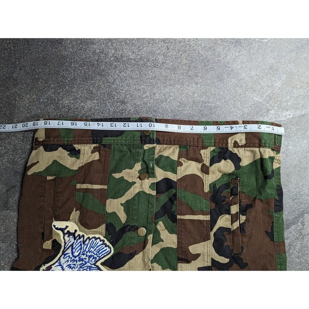 Vintage 90s Y2K Green Army Camo 1996 World Series Jacket Eagle Skull Grunge - Picture 5 of 10